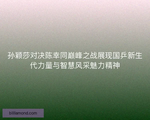 孙颖莎对决陈幸同巅峰之战展现国乒新生代力量与智慧风采魅力精神
