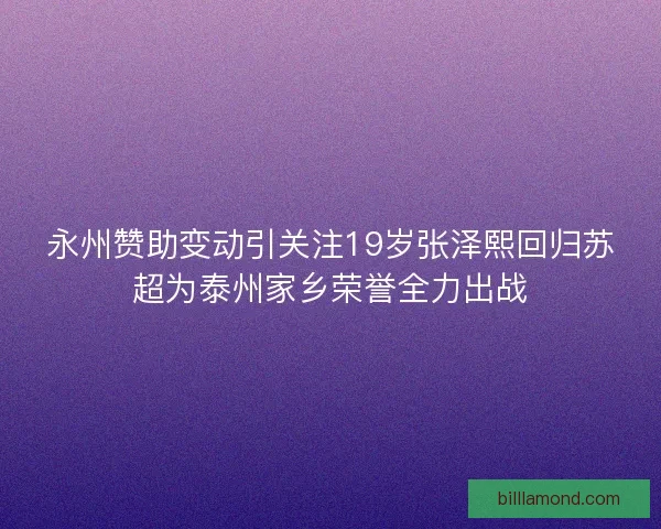 永州赞助变动引关注19岁张泽熙回归苏超为泰州家乡荣誉全力出战